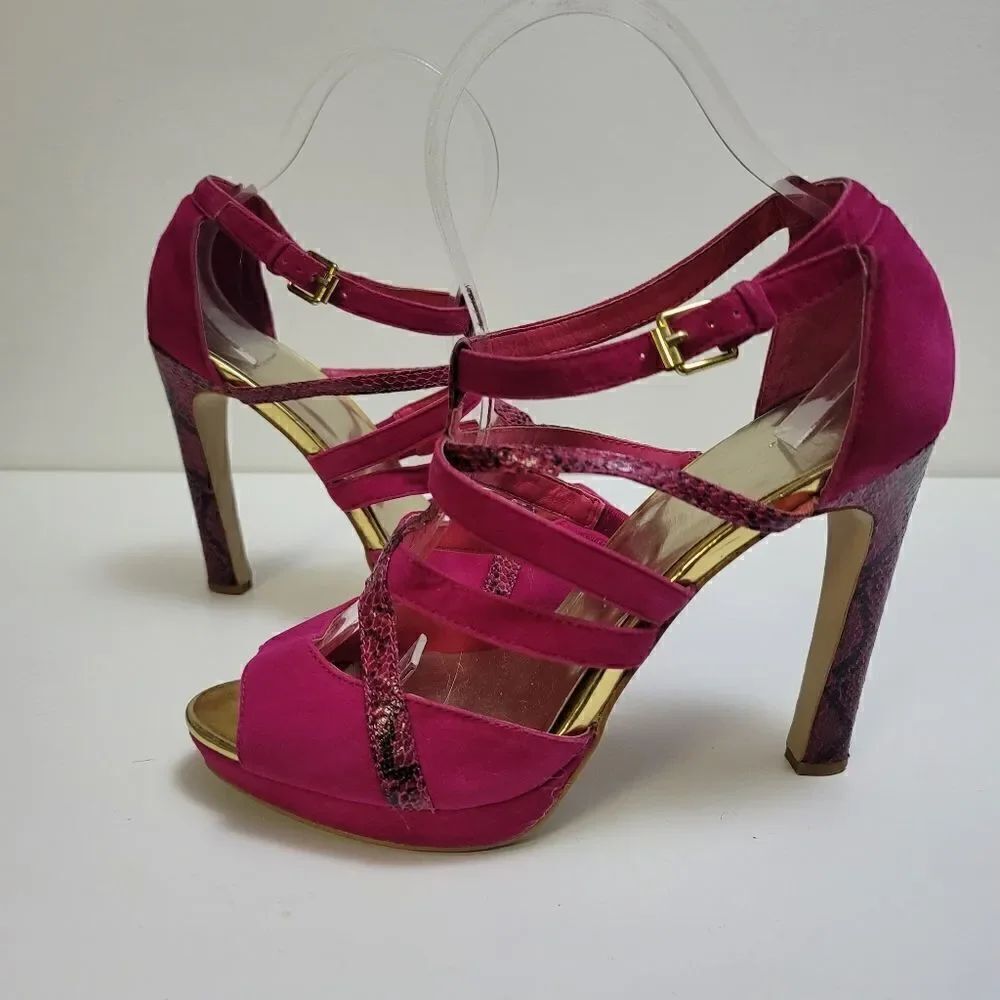 Mixx shuz pink and snake print platform heels - Picture 8 of 11
